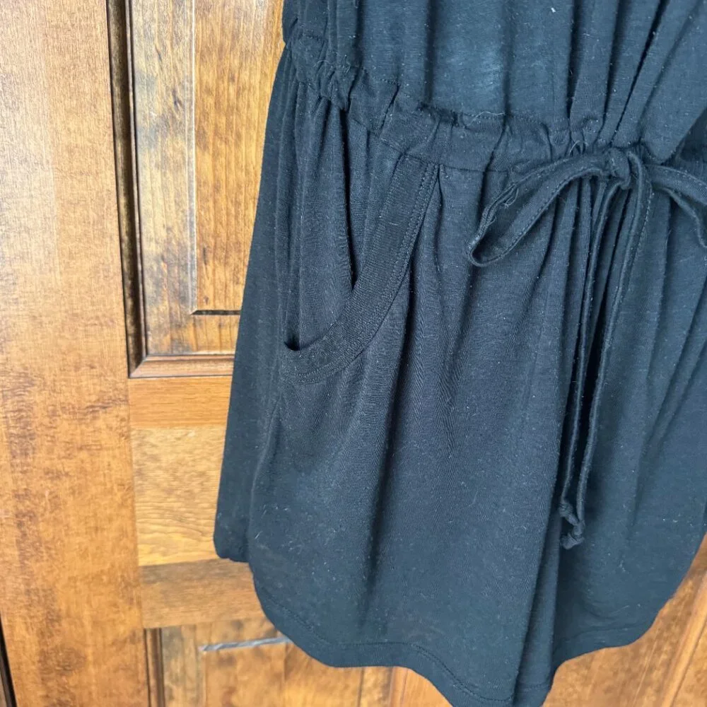 BECCA by Rebecca Virtue Black Deep V Romper Swimsuit Coverup Large